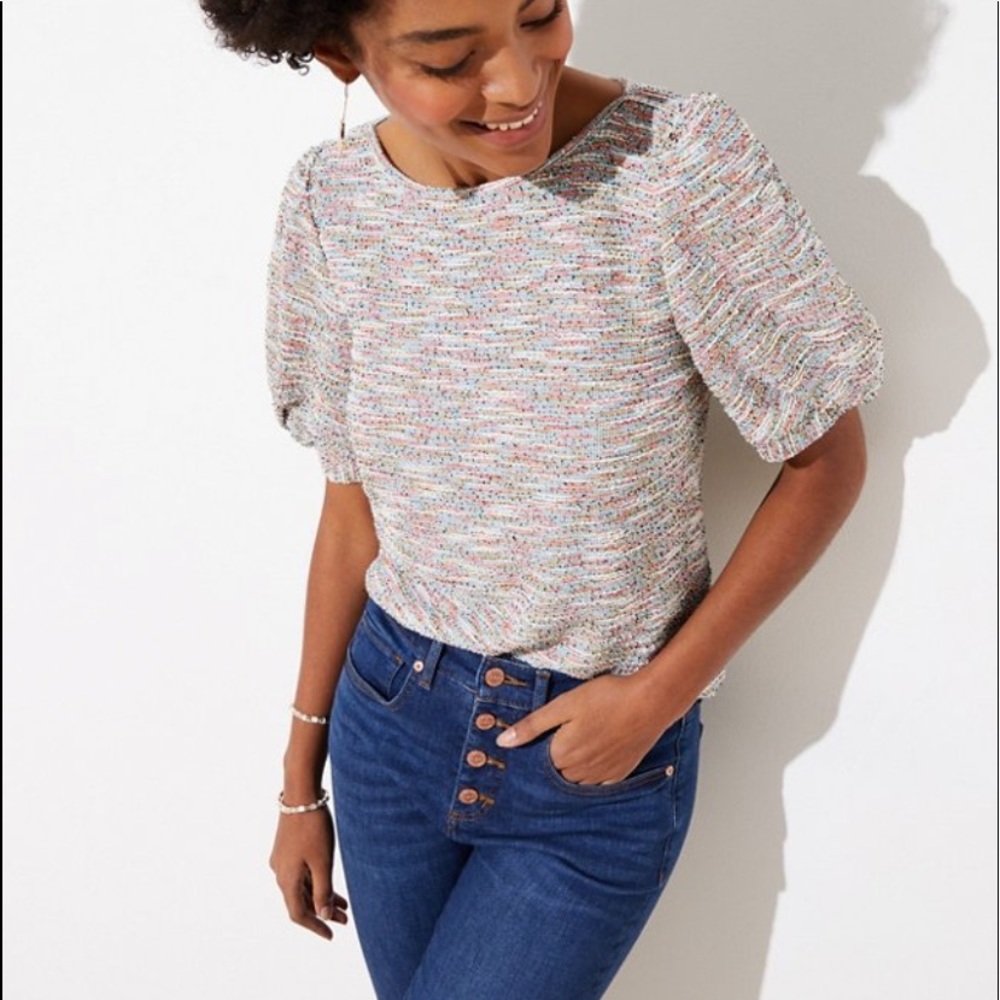 Loft puff sleeve terry top!